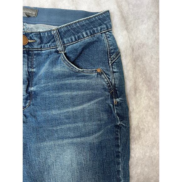 Democracy Reverse Cuff Boyfriend Jeans sz 14W "Ab"solution Crop Casual Slimming - Picture 5 of 10